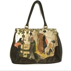 Icon Los Angeles Asian Motif Genuine Leather Bag